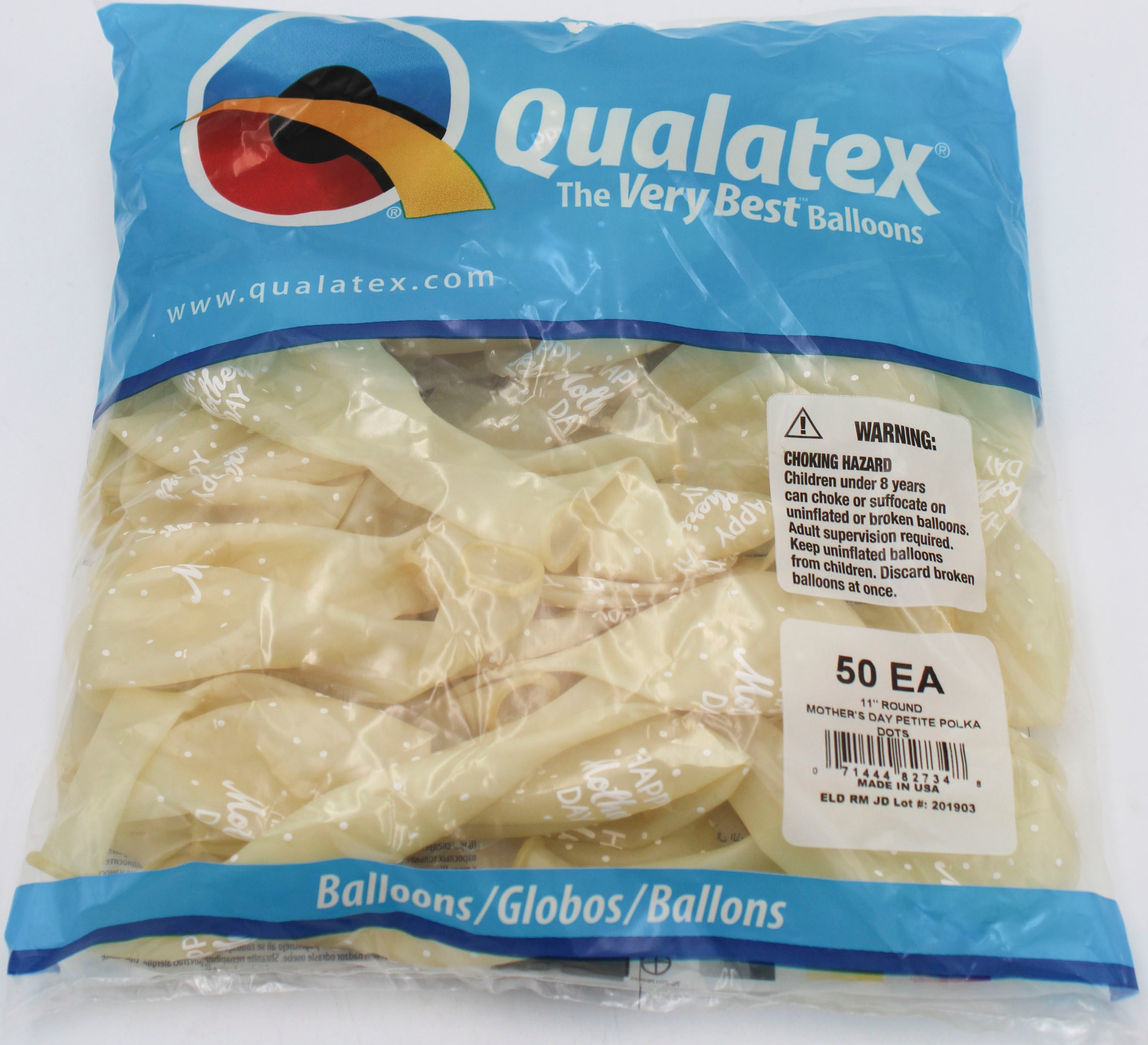 11" ROUND QX LATEX BALLOON CLEAR 50CT MOTHER'S DAY PETITE POLKA DOTS