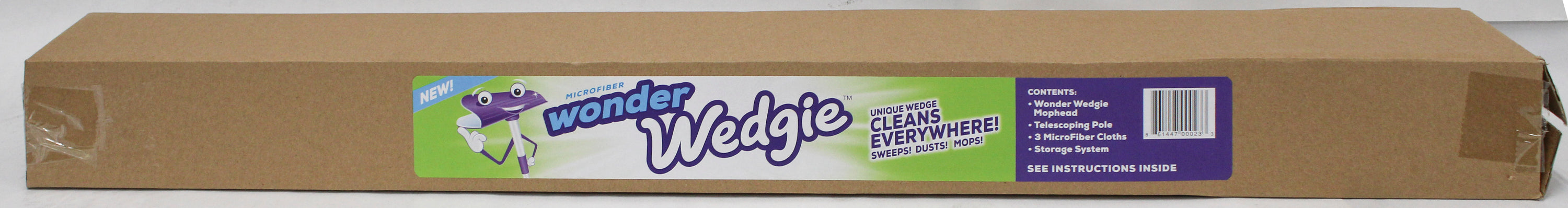WONDER WEDGIE MOP STARTER KIT - MOP. POLE, 3 MICROFIBER CLOTHS + WALL MOUNT