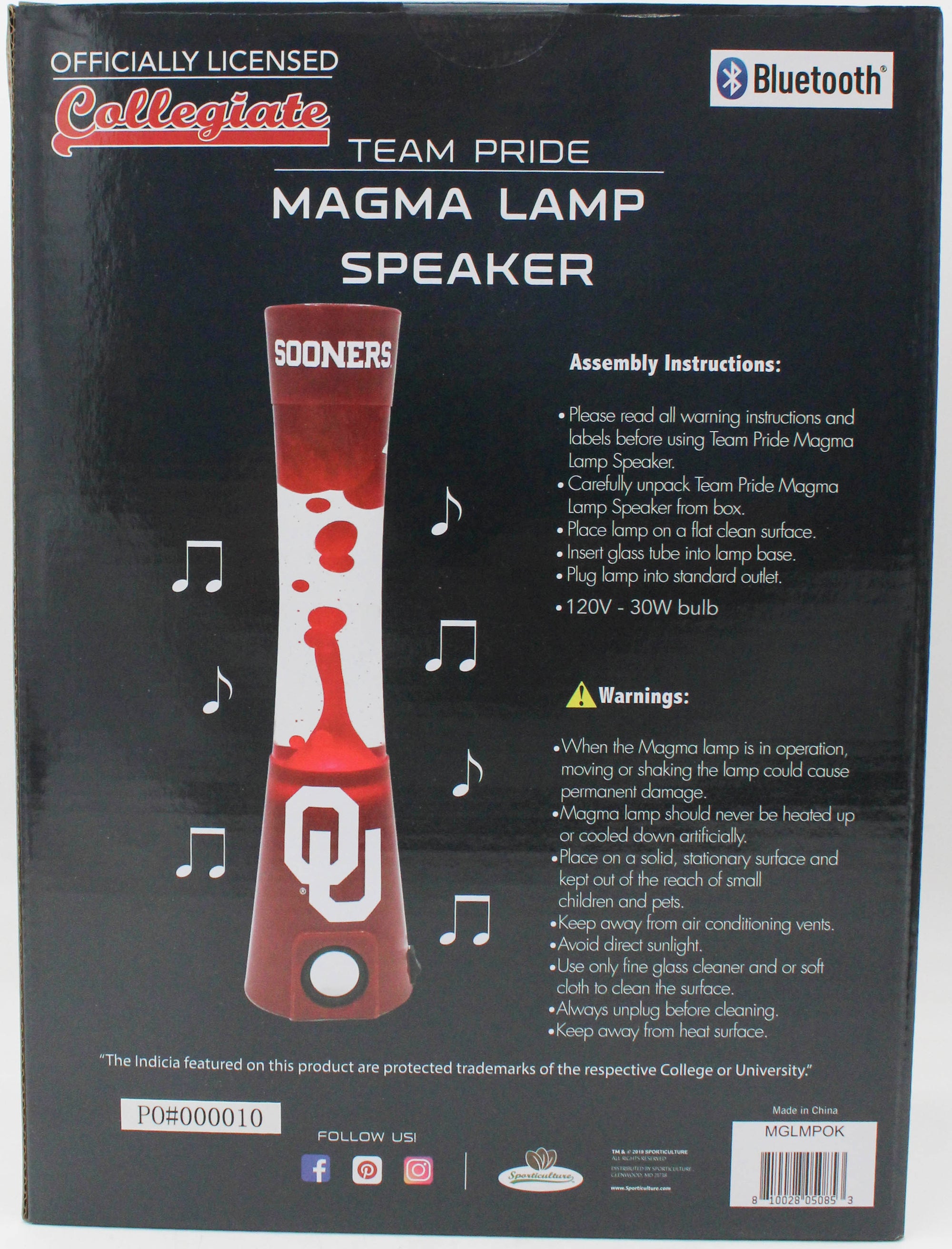 OKLAHOMA SOONERS LAVA LAMP SPEAKER 16.5"
