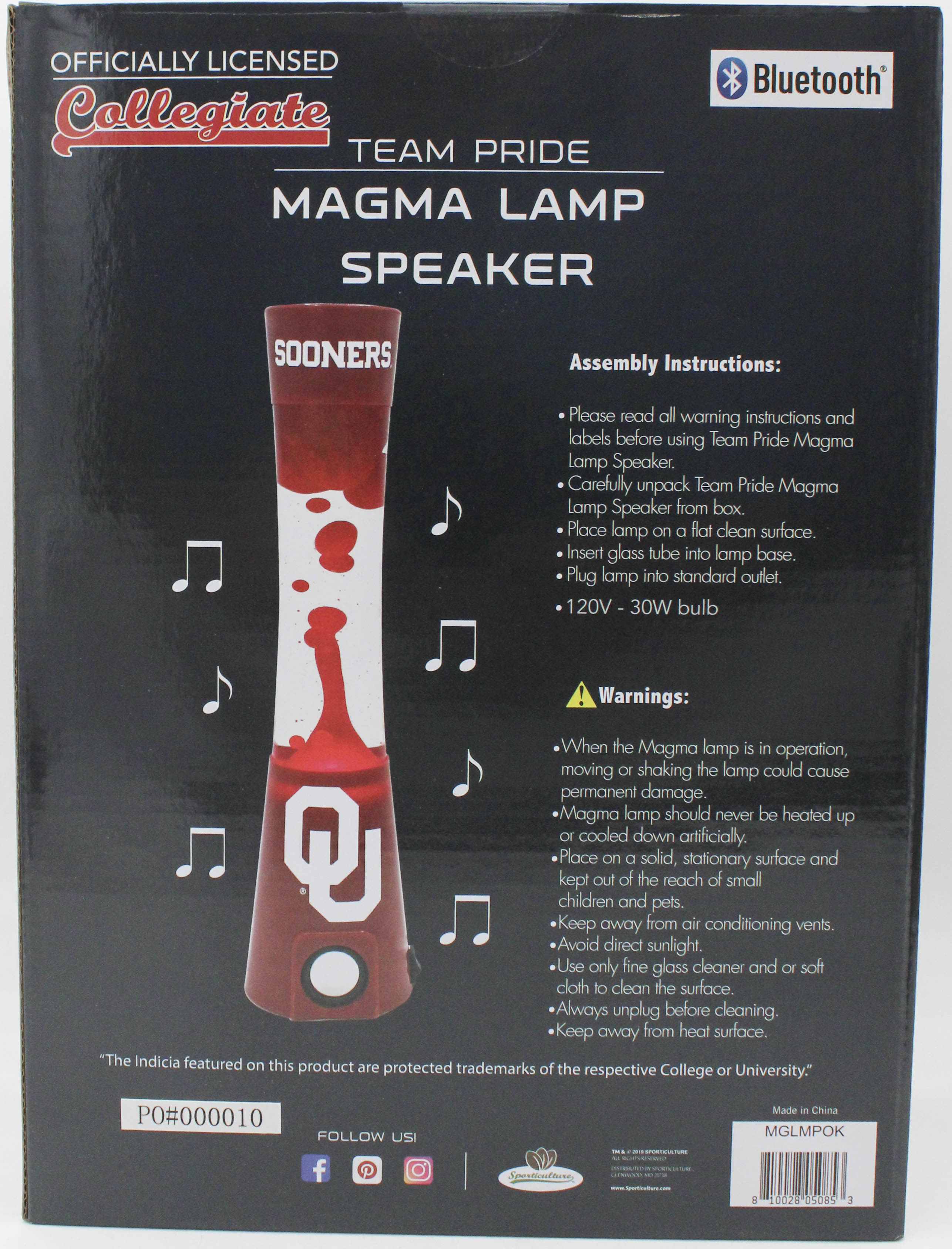 NCAA OKLAHOMA SOONERS LAVA LAMP SPEAKER 16.5"