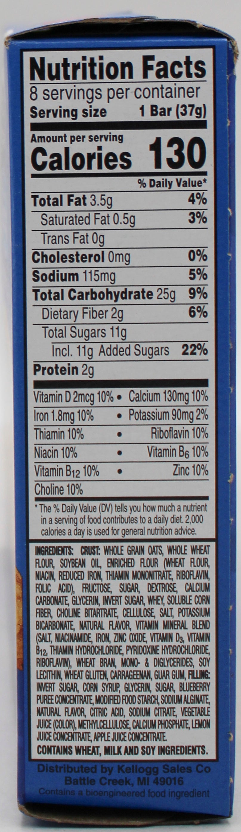 NUTRI-GRAIN BLUEBERRY BAR 8CT 10.4OZX12 BB 10/24/26 NI