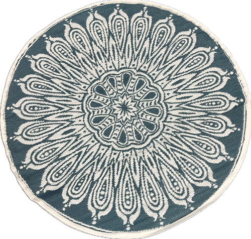 5FT ROUND SUNFLOWER OUTDOOR RUG - BLUE