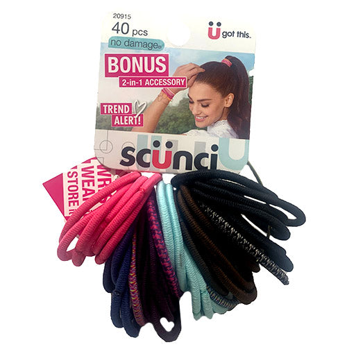 HAIR ELASTICS 40CT W/BRACELET-NI