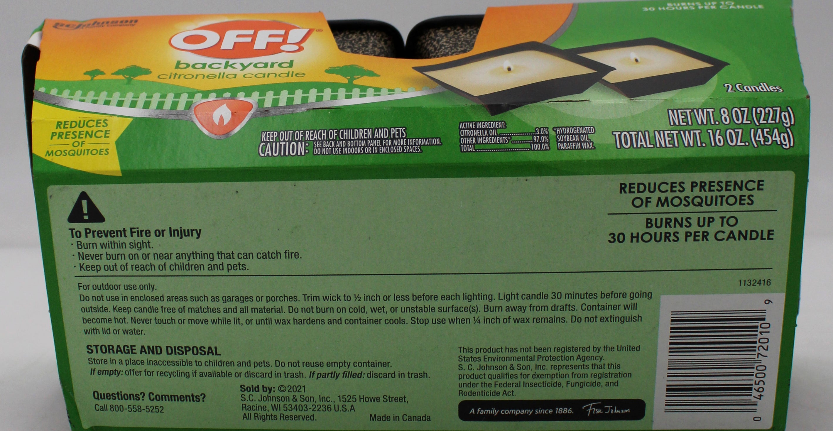 SP OFF CITRONELLA MINI CANDLE BACKYARD 2CT 8oz