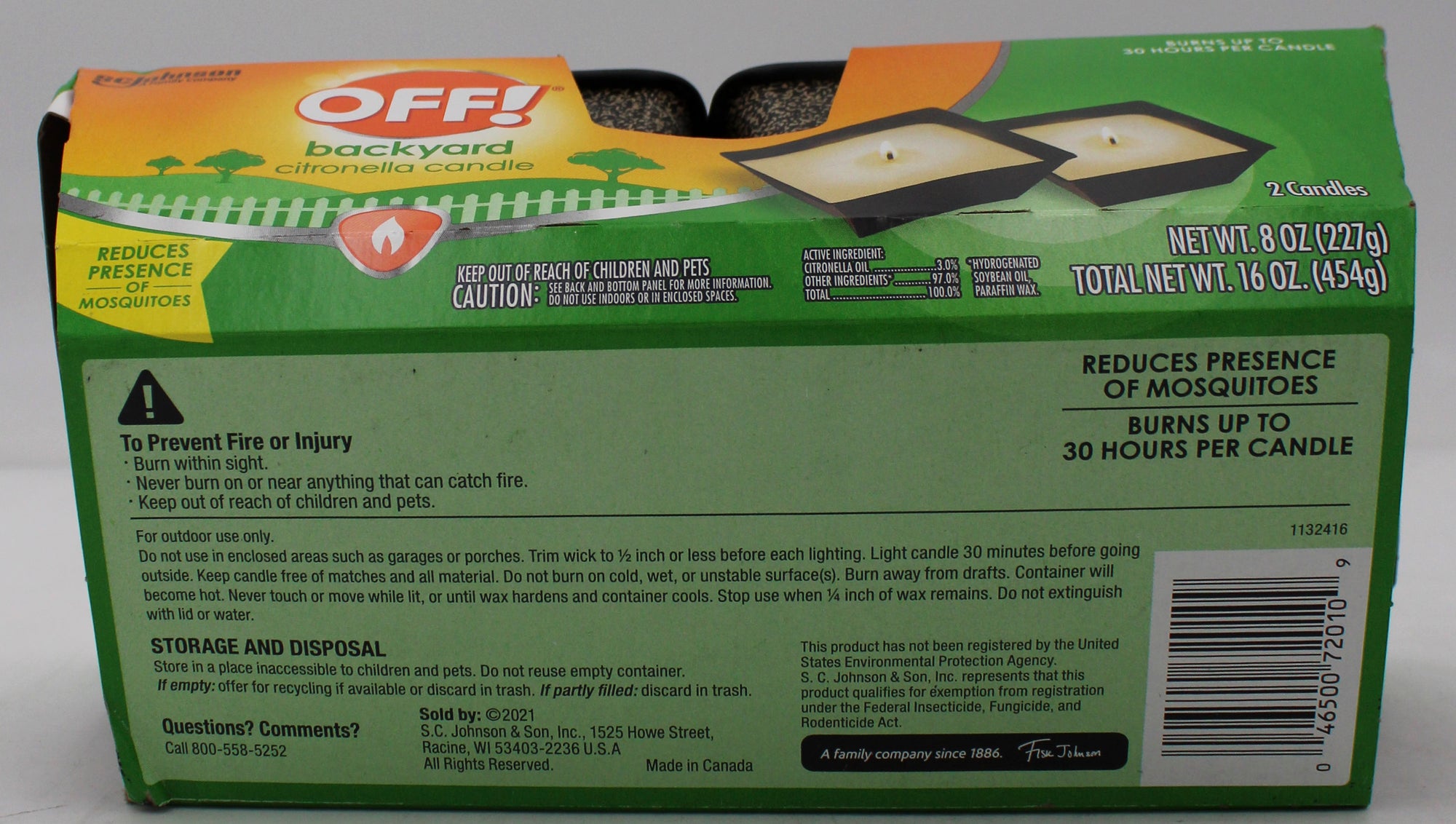 SP OFF CITRONELLA MINI CANDLE BACKYARD 2CT 8oz