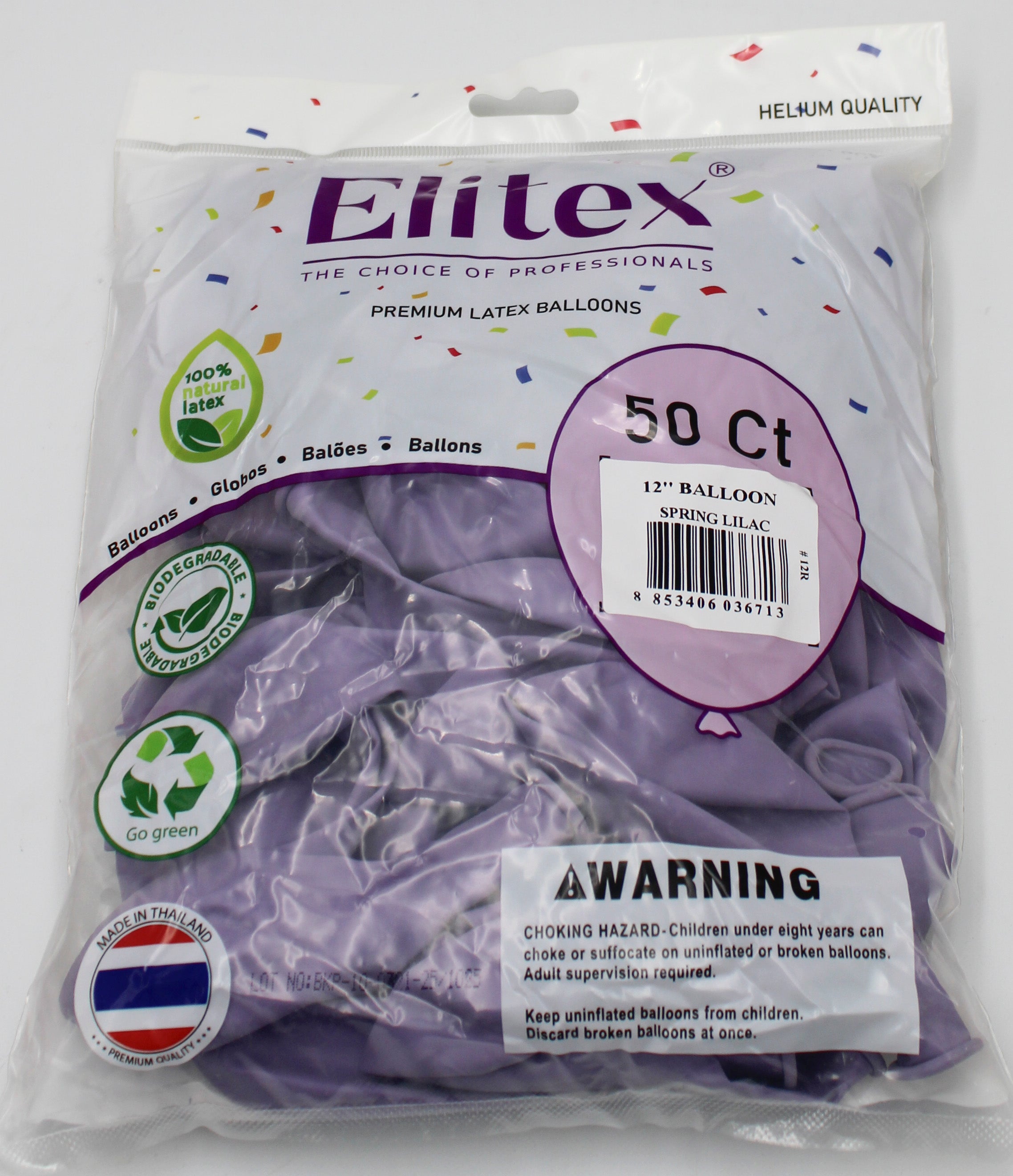 ELITEX 12" PASTEL SPRING LILAC ROUND BALLOON, 50 PACK