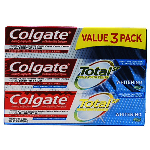 COLG TOTAL T/PASTE 4.8oz/3PK(9/22)WHITENING/NI