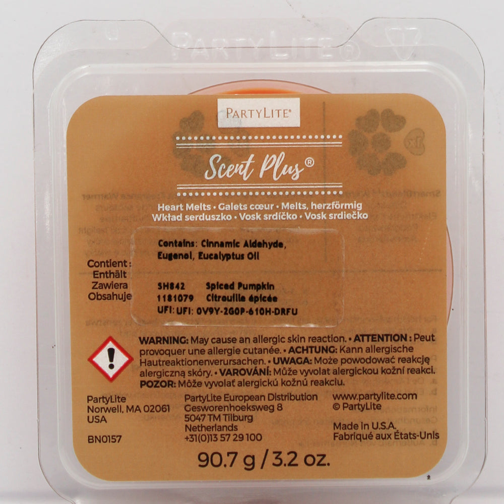 PARTYLITE SPICED PUMPKIN SCENT PLUS HEART MELTS 3.2oz