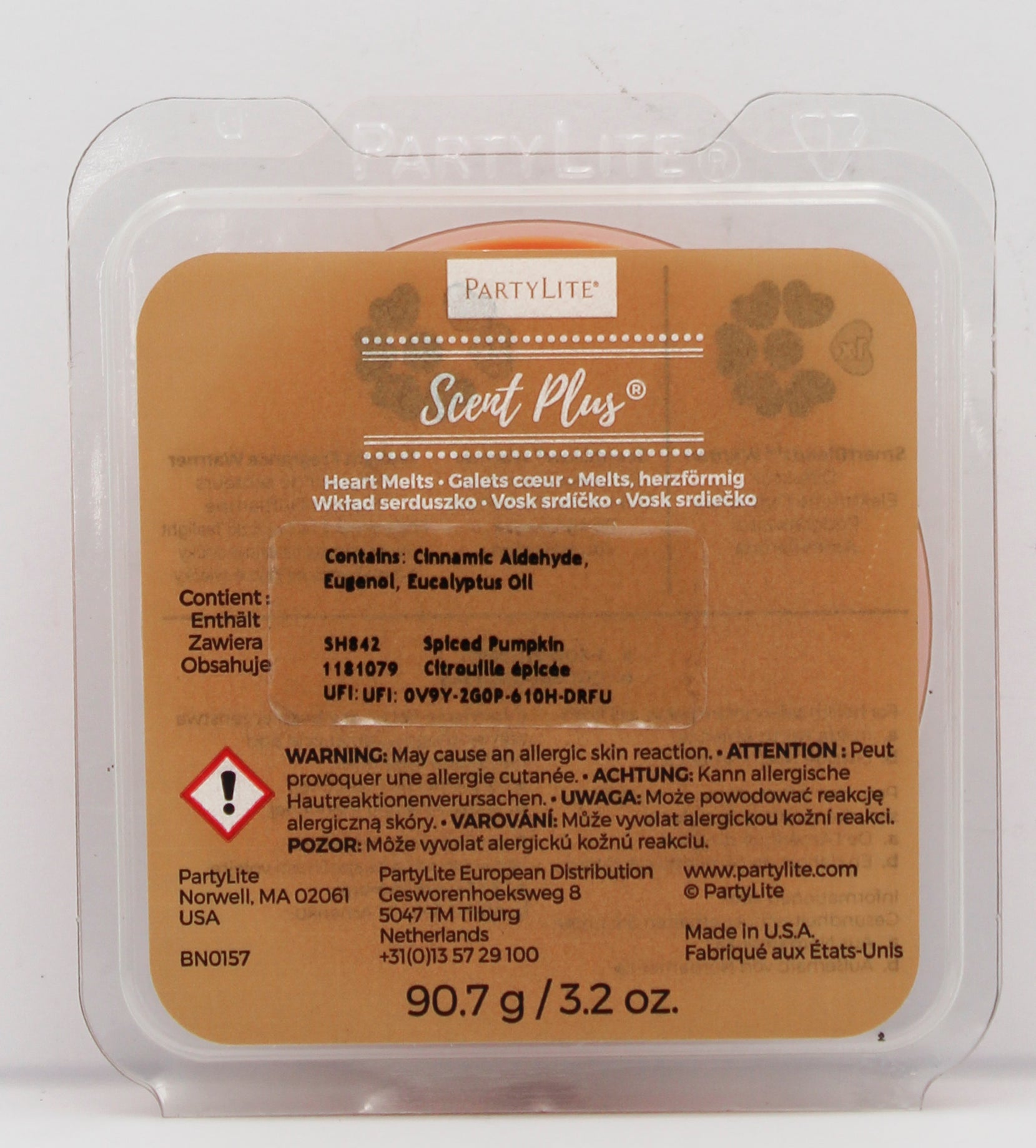 PARTYLITE SPICED PUMPKIN SCENT PLUS HEART MELTS 3.2oz