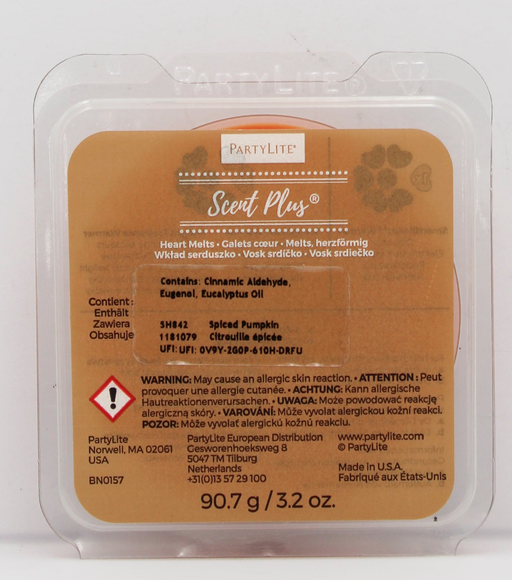 PARTYLITE SPICED PUMPKIN SCENT PLUS HEART MELTS 3.2oz