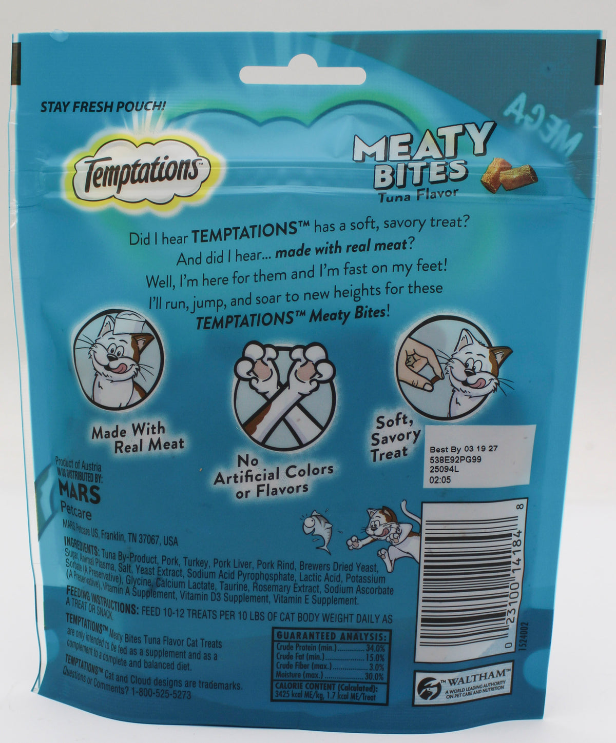 TEMPTATIONS MEATY BITES TUNA 4.12oz BB 3/19/27