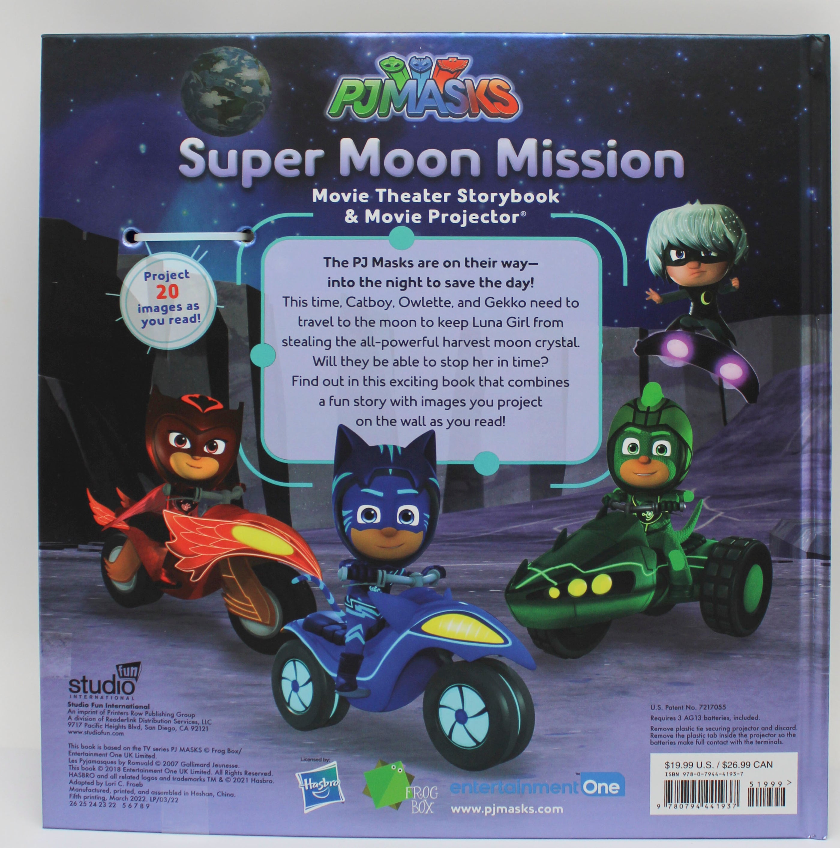 PJ Masks Hardcover Storybook & Projector Pajama Party 32pg