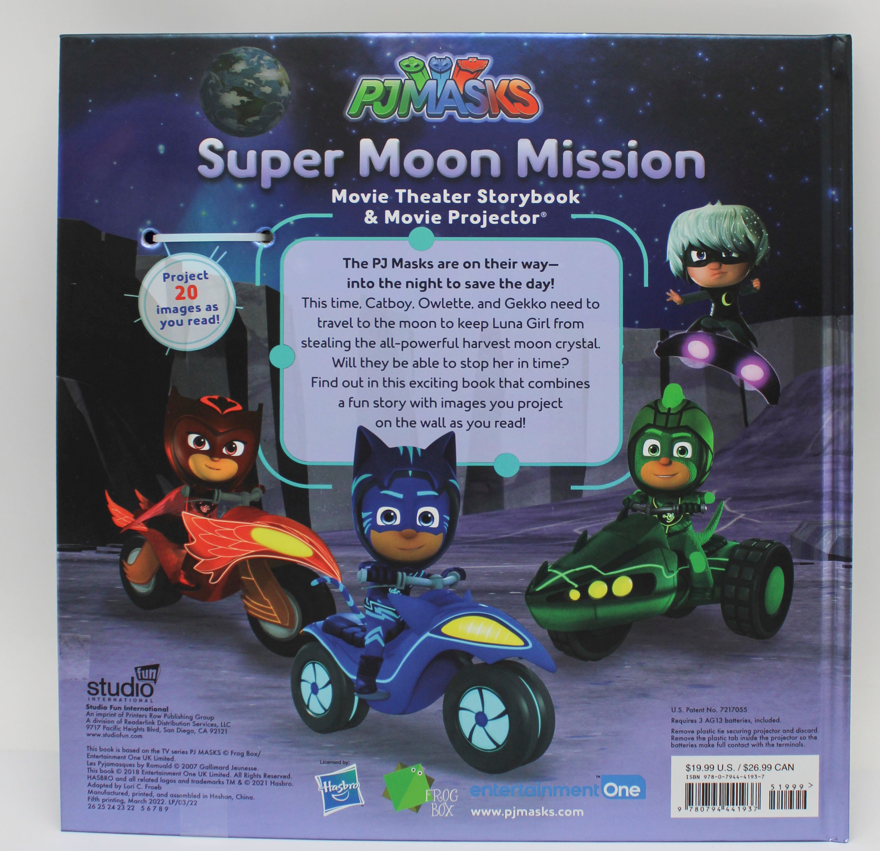 PJ Masks Hardcover Storybook & Projector Pajama Party 32pg
