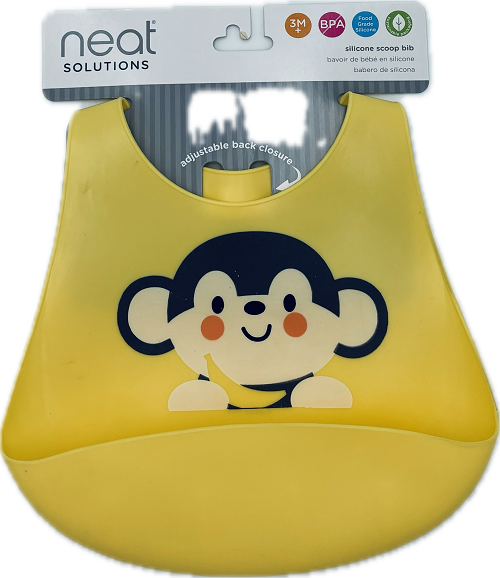 NEAT SOLUTIONS MONKEY SILICONE SCOOP BIB ADJUSTABLE 3M+   NI