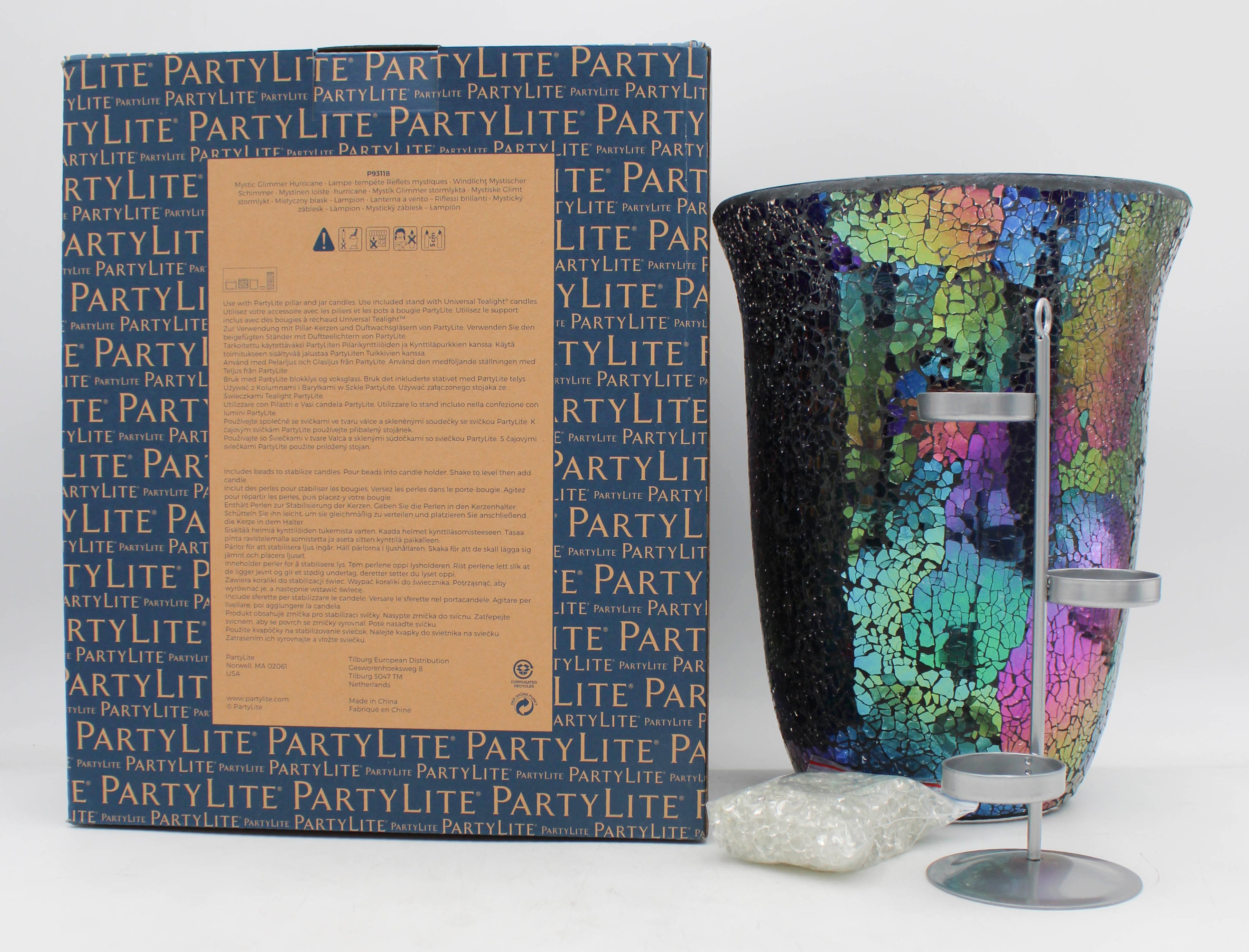 PARTYLITE MYSTIC GLIMMER HURRICANE UNIVERSAL HOLDER 8"D x 12"H