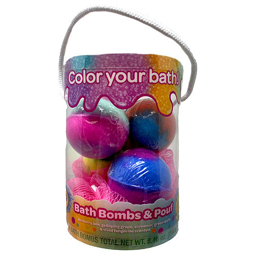 CRAYOLA BATH BOMBS 4CT W/POUF