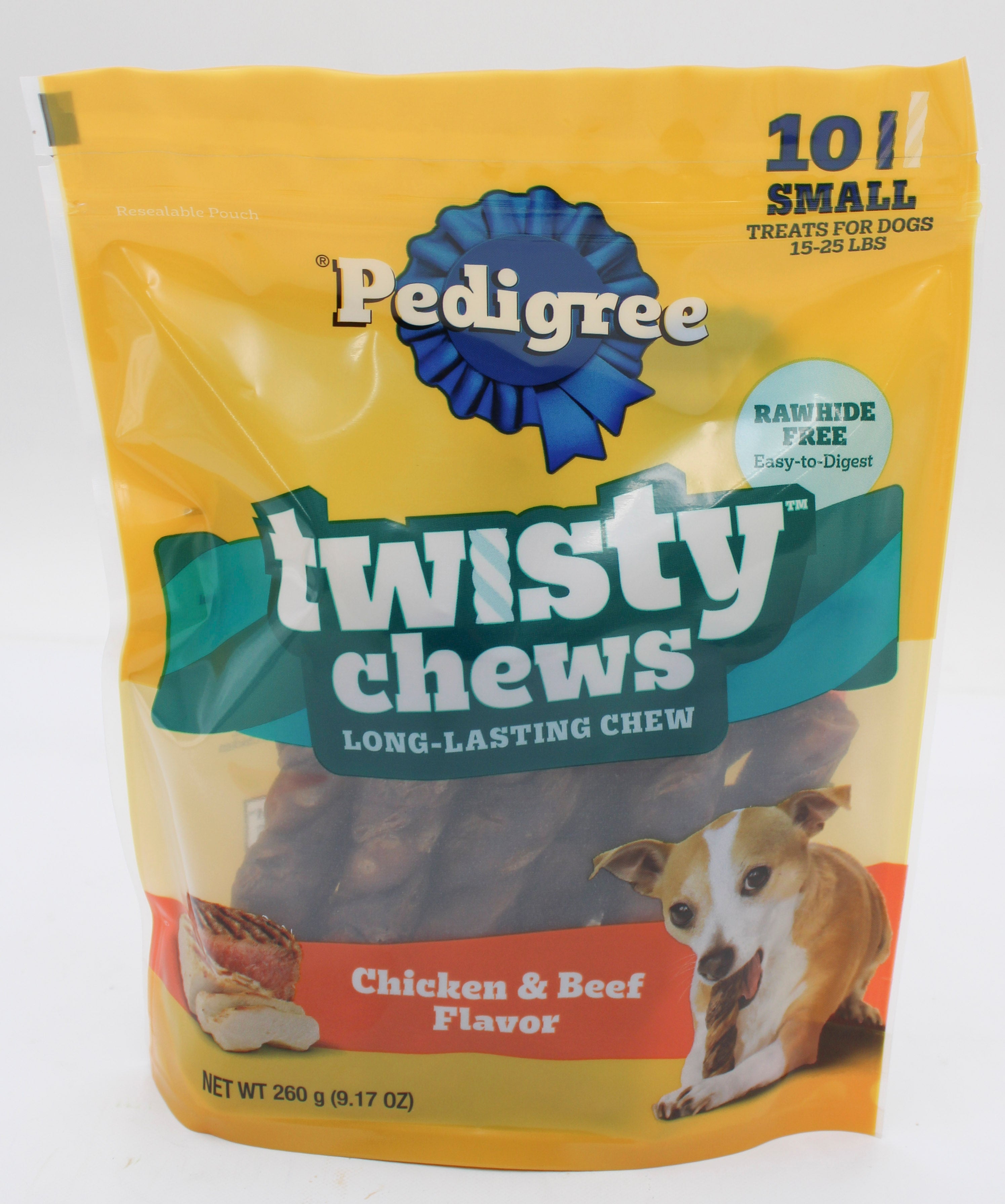 PEDIGREE TWISTY CHEWS DOG TREATS SMALL CHICKEN & BEEF FLAVOR 9.17 OZ. (10 PK) BB 1/5/2027