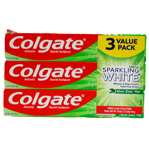 COLGATE T/PASTE 6oz/3PK(8/22)MINT NI