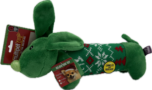 MULTI PET HOLIDAY DOG TOY NORDIC SWEATER DOG 12" GREEN
