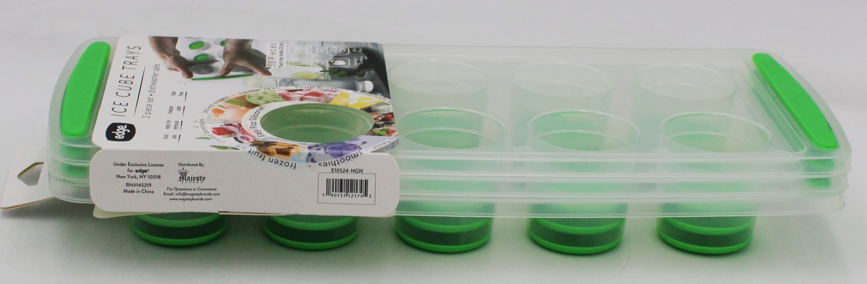 EDGE 3PK JUMBO ROUND POP OUT ICE PACK TRAY - NEON GREEN