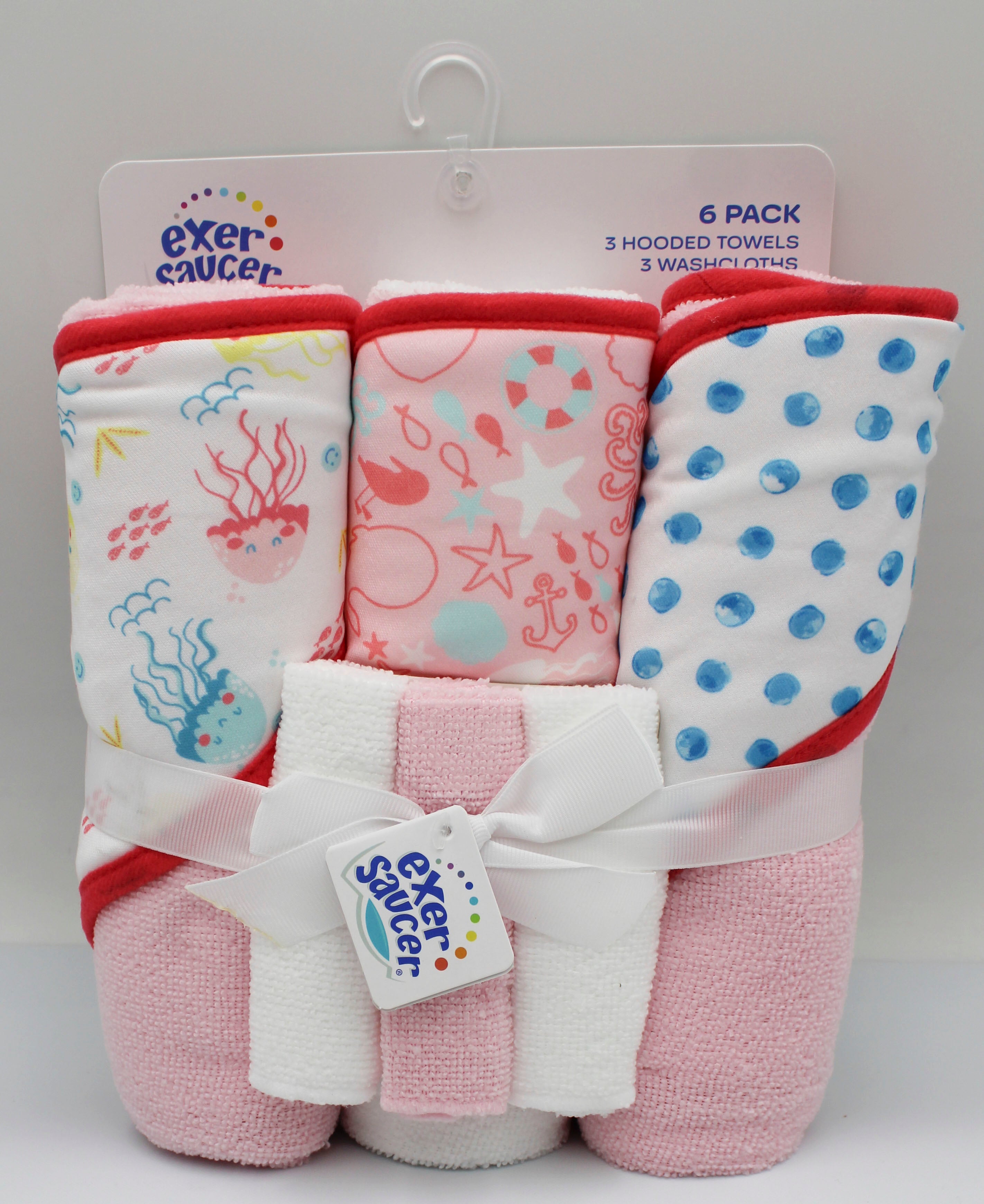 3PK BABY TOWEL W/ WASHCLOTH - PINK