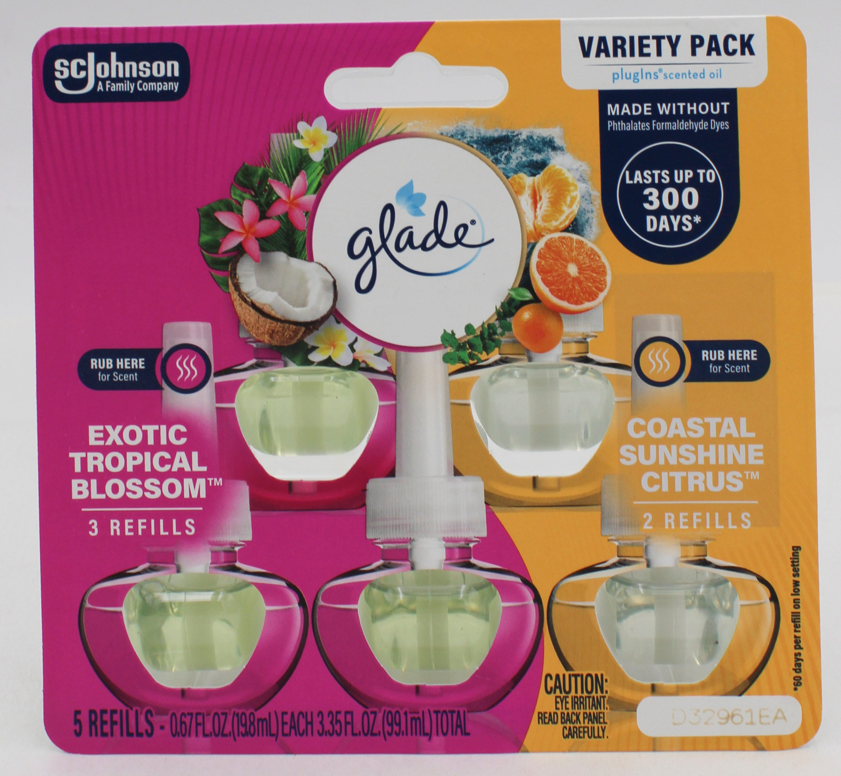 SP GLADE PLUGINS SCENTED OIL  5ct 0.67oz TROPICAL BLOSSOM-SUNSHINE CITRUS