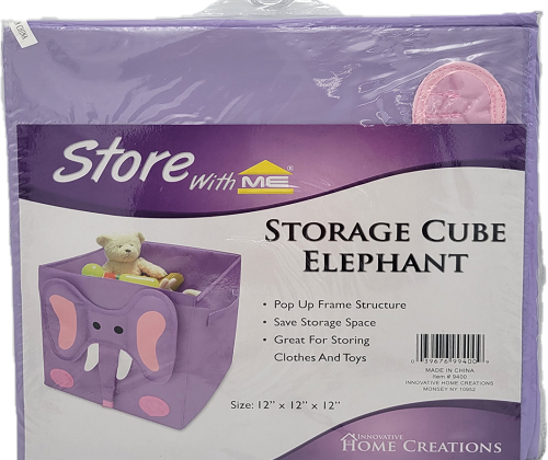 HOME CREATIONS ANIMAL POP UPSTORAGE CUBE 12x12x12x ELEPHANT