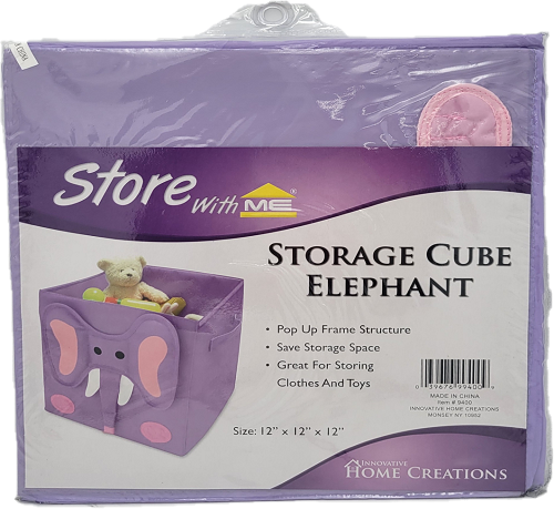 HOME CREATIONS ANIMAL POP UPSTORAGE CUBE 12x12x12x ELEPHANT