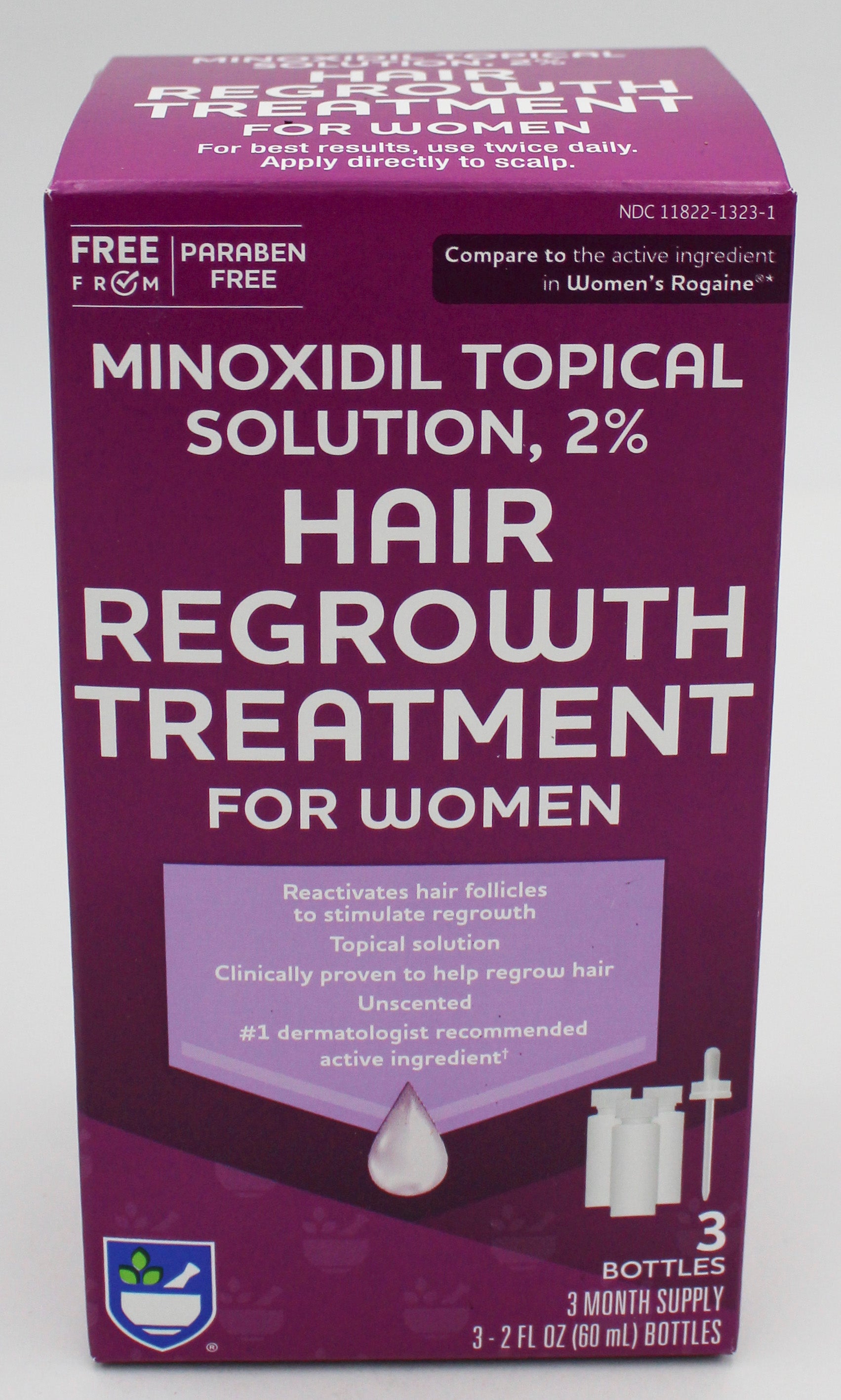 RITE AID MINOXIDIL WOMENS HAIR REGROWTH TREATMENT 3ct 2floz EXP 9/30/2026 COMPARES TO Rogaine