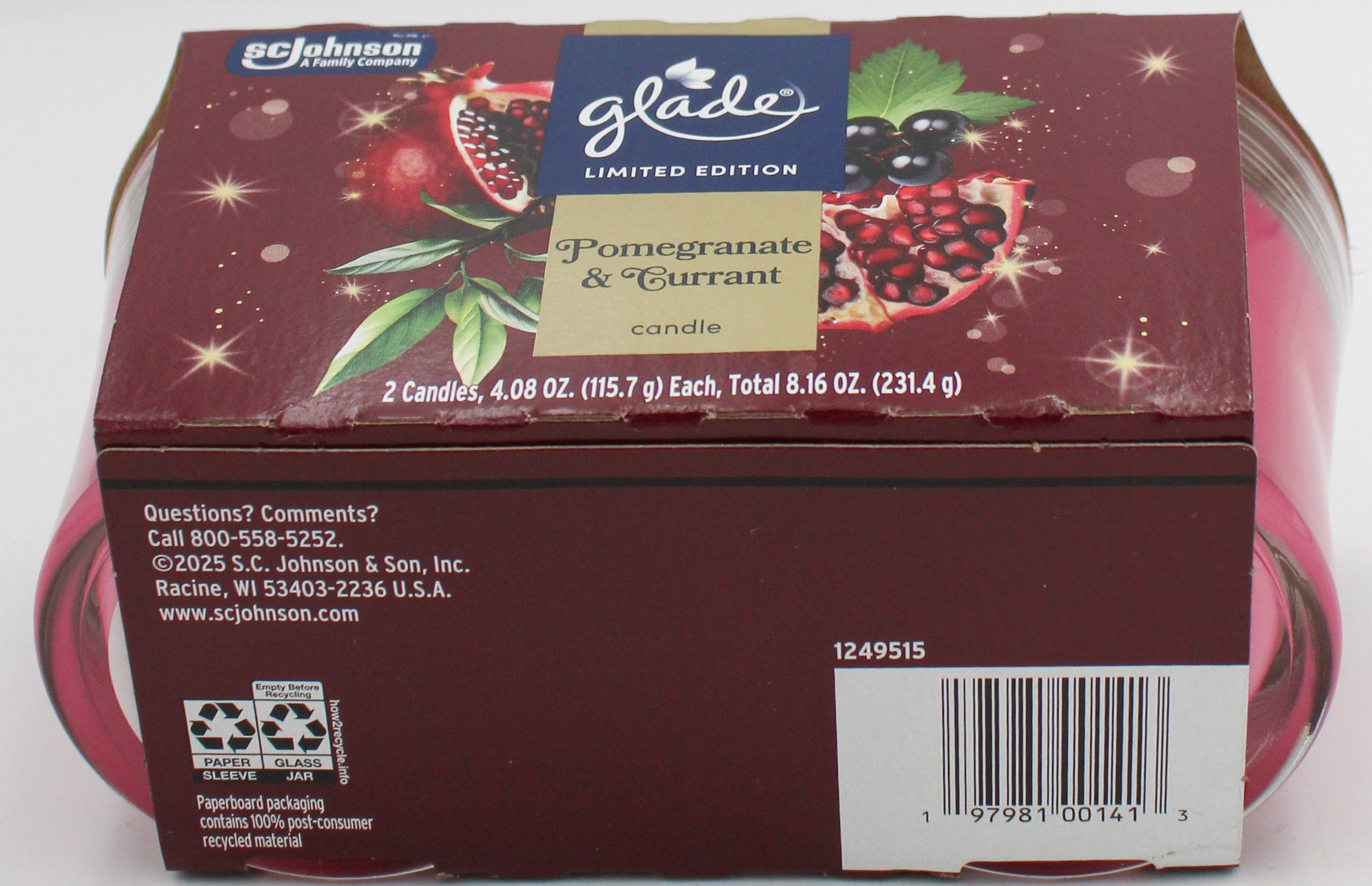 SP GLADE CANDLES 2PK 4.08oz POMEGRANATE & CURRANT