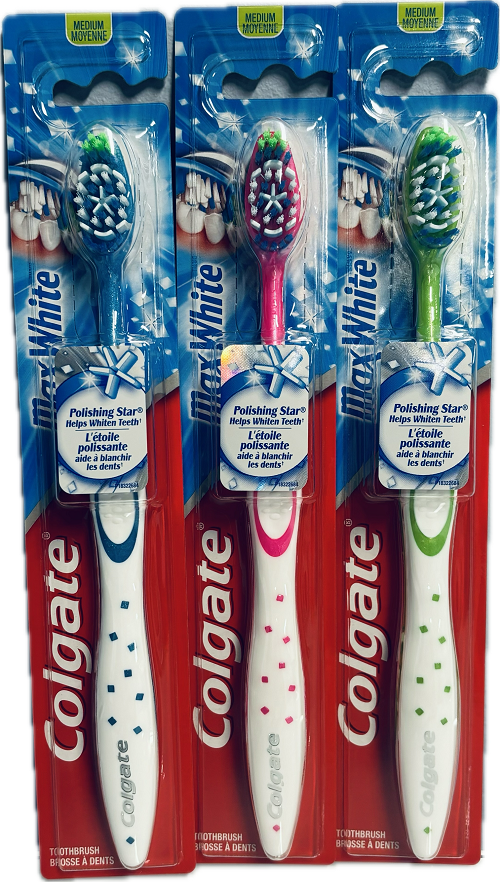 COLGATE MAX WHITE TOOTHBRUSH FULL HEAD MEDIUM ASSORTED COLORS NI