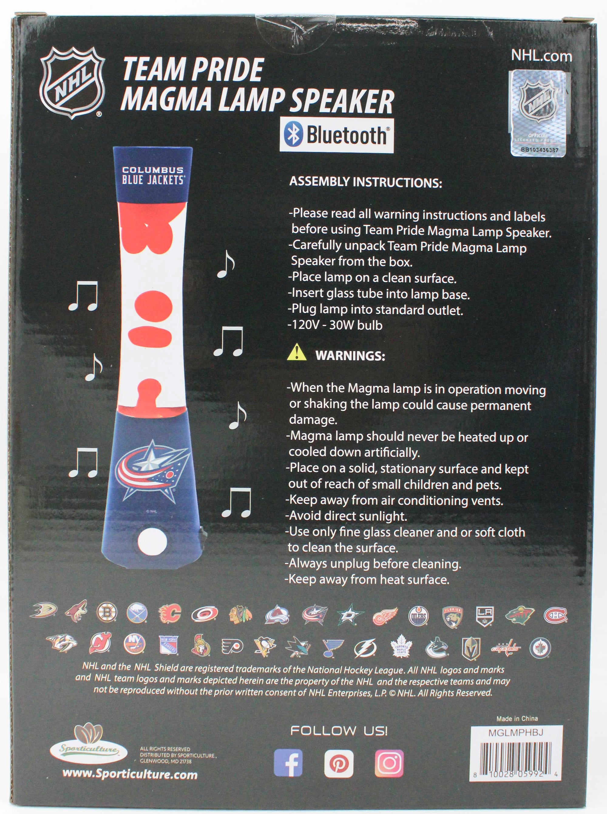 COLUMBUS BLUE JACKETS LAVA LAMP SPEAKER 16.5"