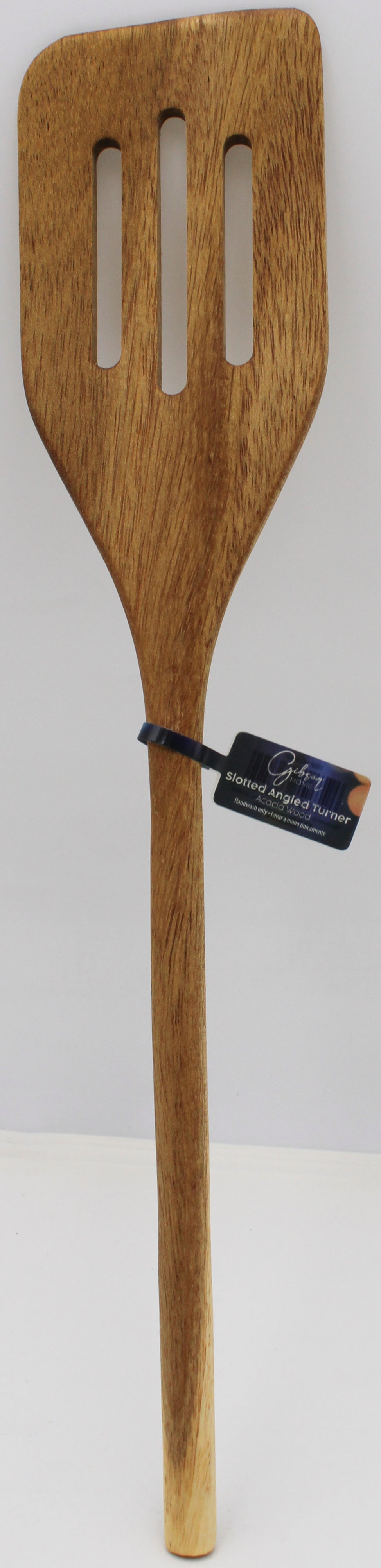 GIBSON HOME - 12in SLOTTED ANGLED TURNER ACACIA WOOD NI