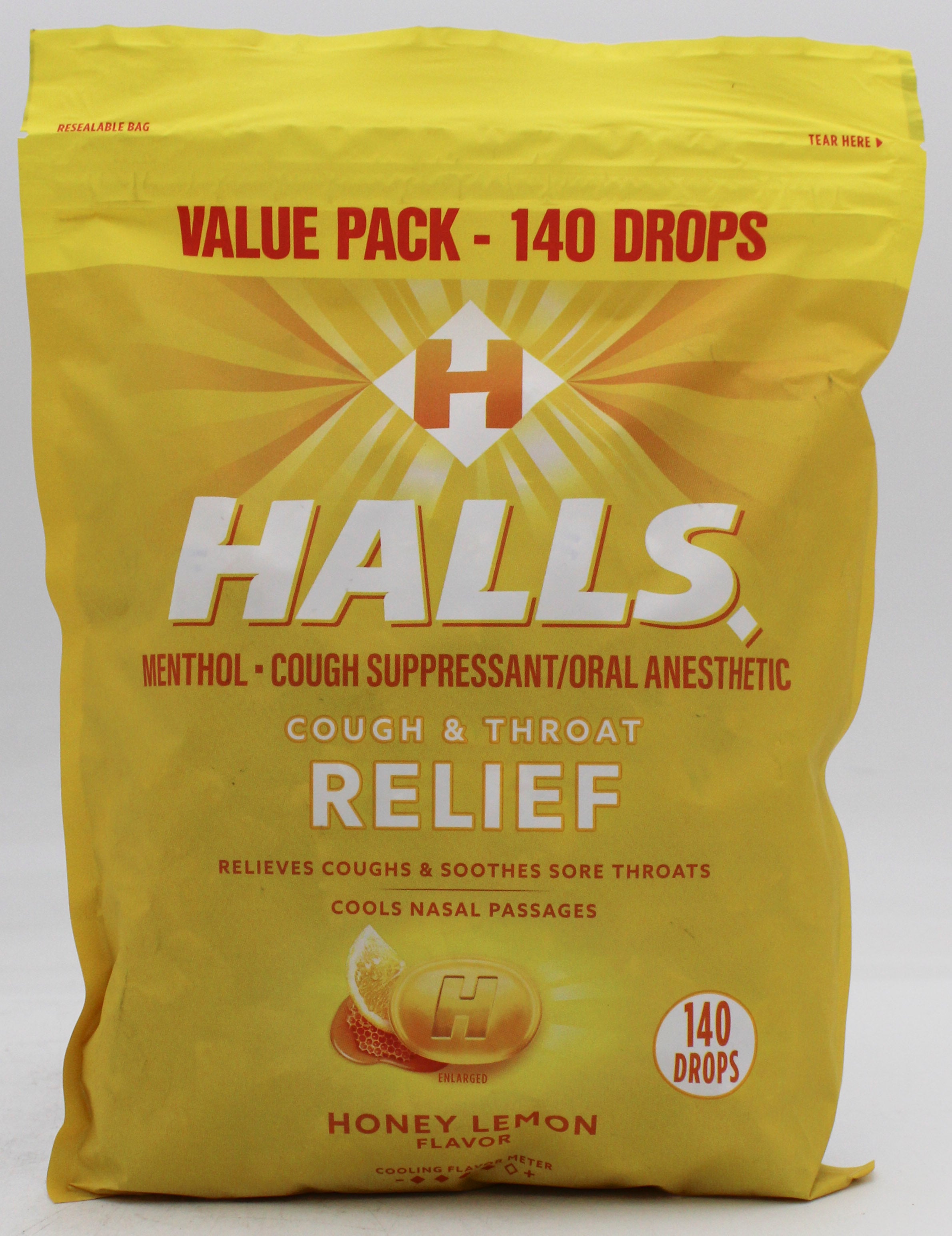 HALLS HONEY-LEMON BAG 140 pc  exp 3/15/26