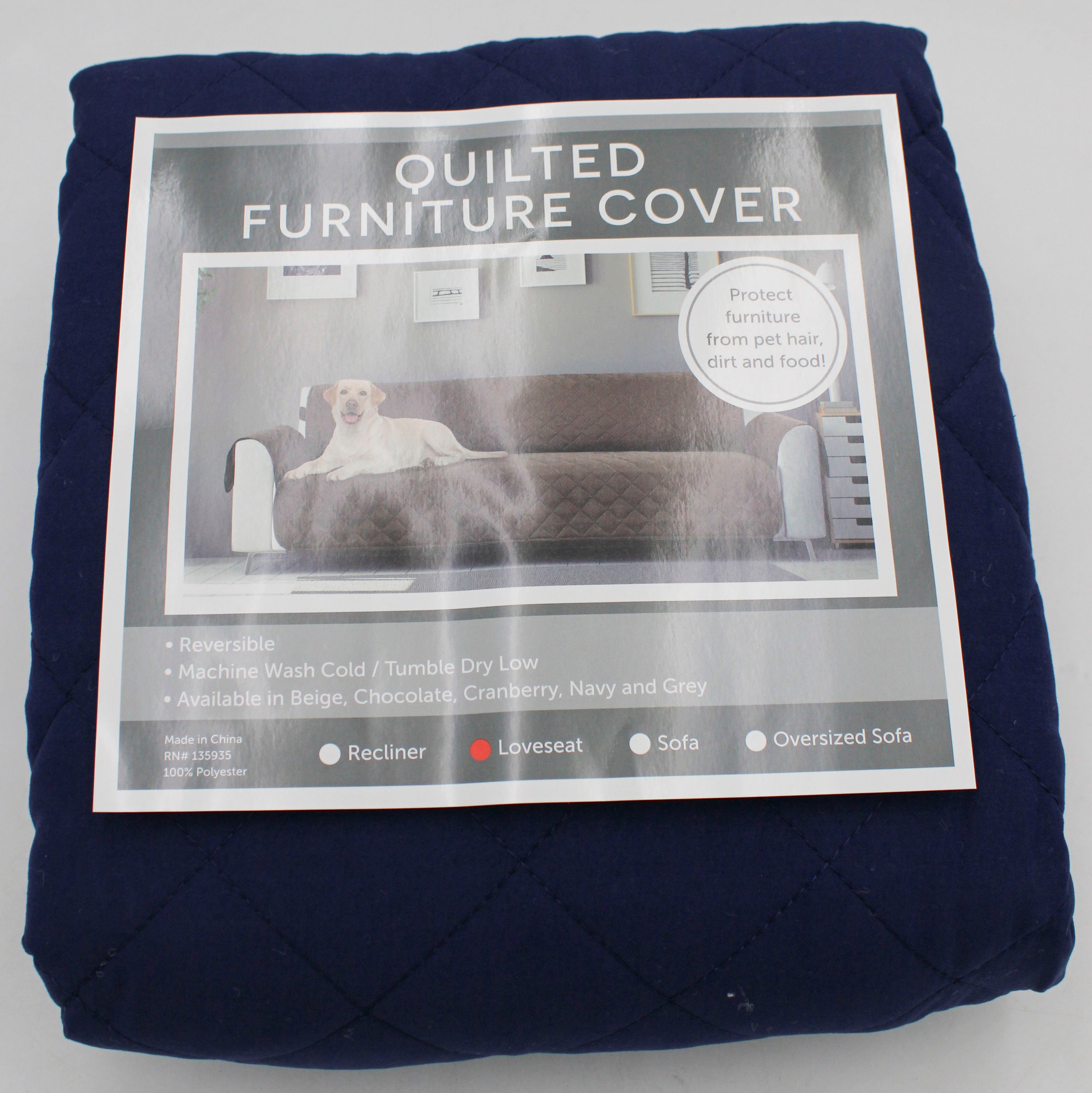 REVERSIBLE LOVESEAT COVER NAVY 54"