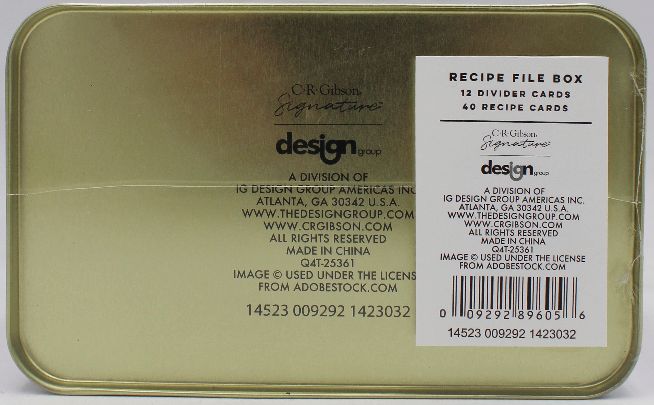 CR GIBSON HONEYCOMB HIVE RECIPE TIN W/ 12 DIVIDERS & 40 RECIPE CARDS'