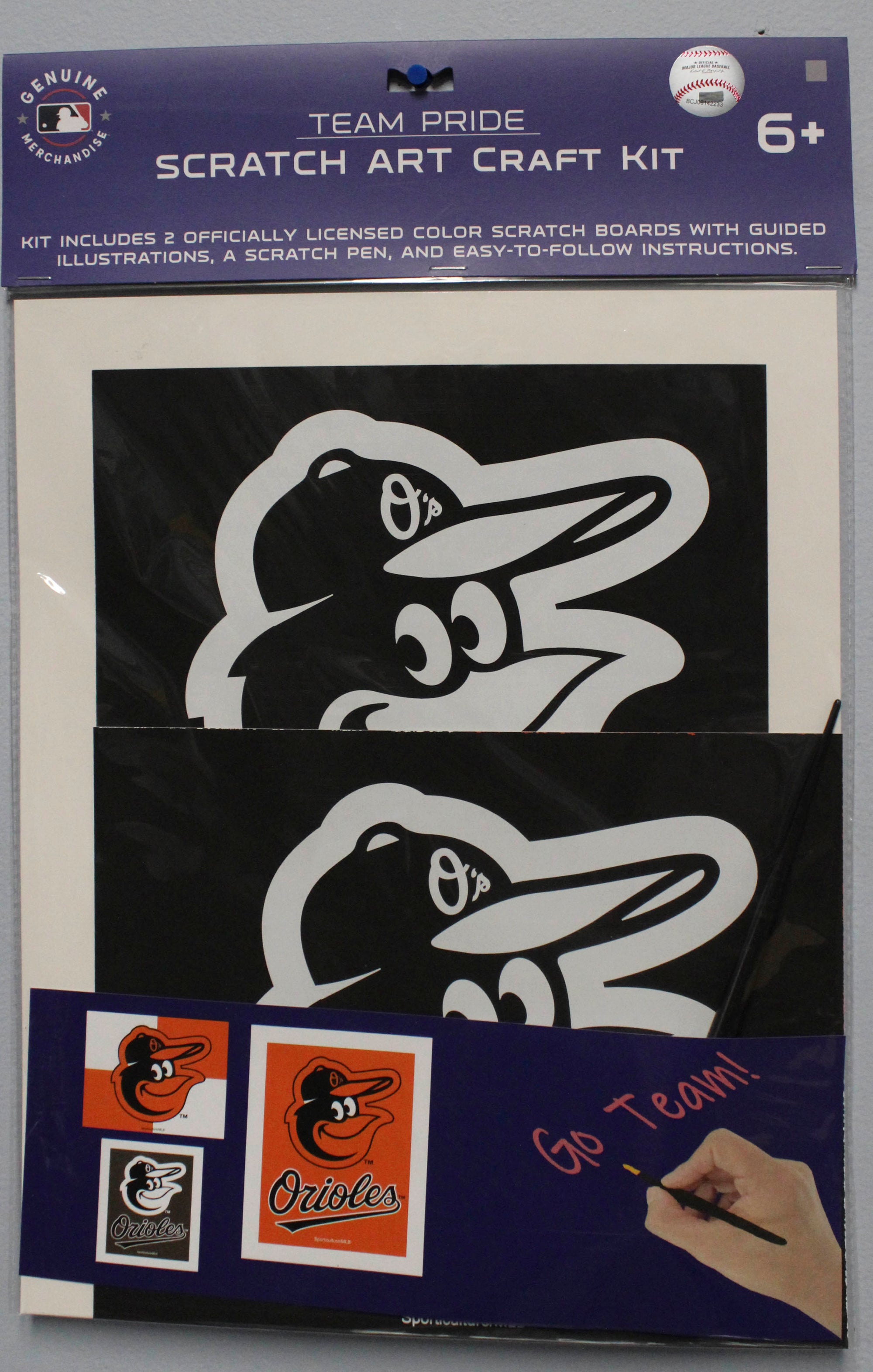 OFFICIALLY LICENSED BALTIMORE ORIOLES SCRATCH ART CRAFT KIT