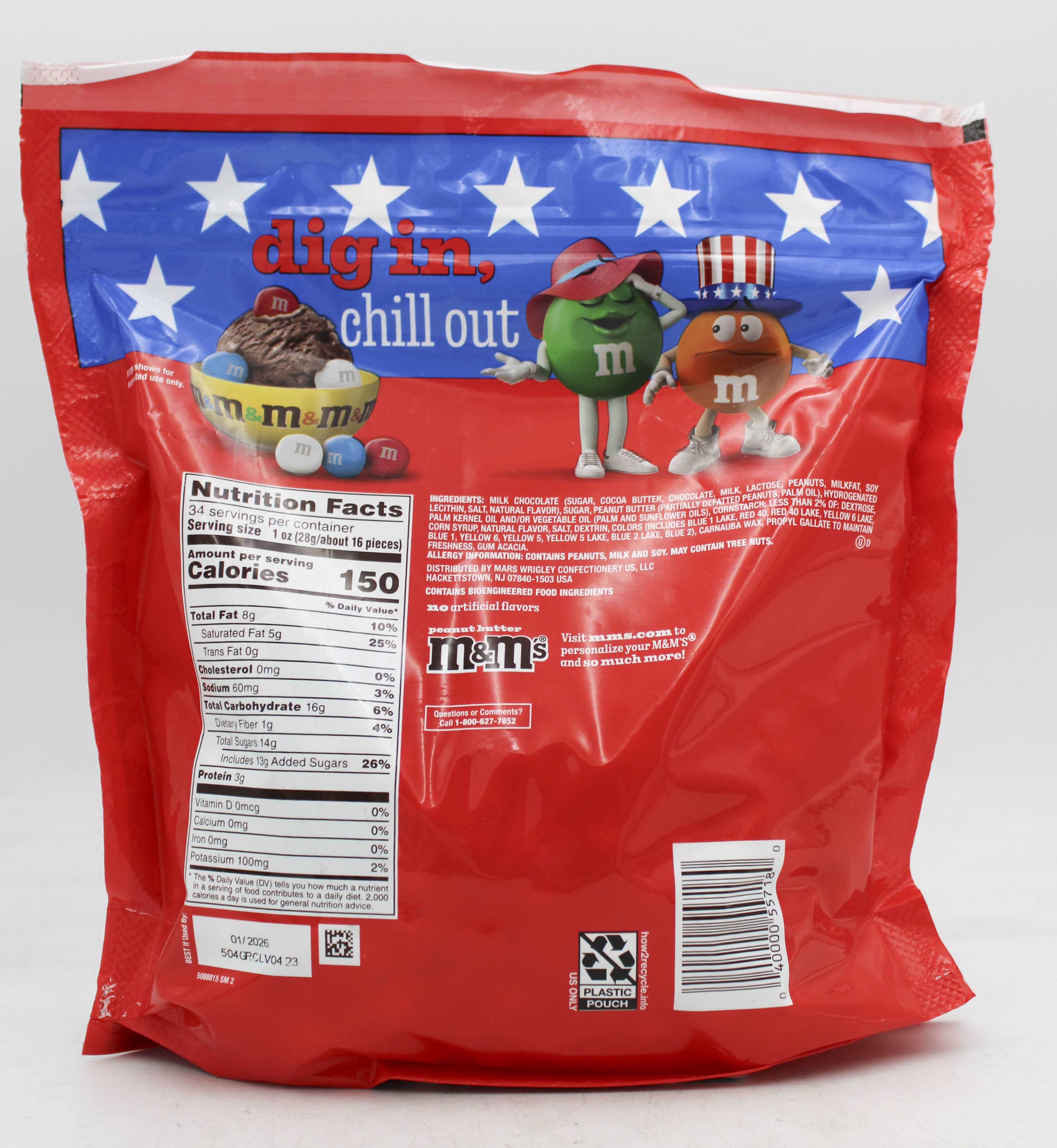 M&M'S PEANUT BUTTER CHOCOLATE CANDY 34 Oz BB 1/31/26