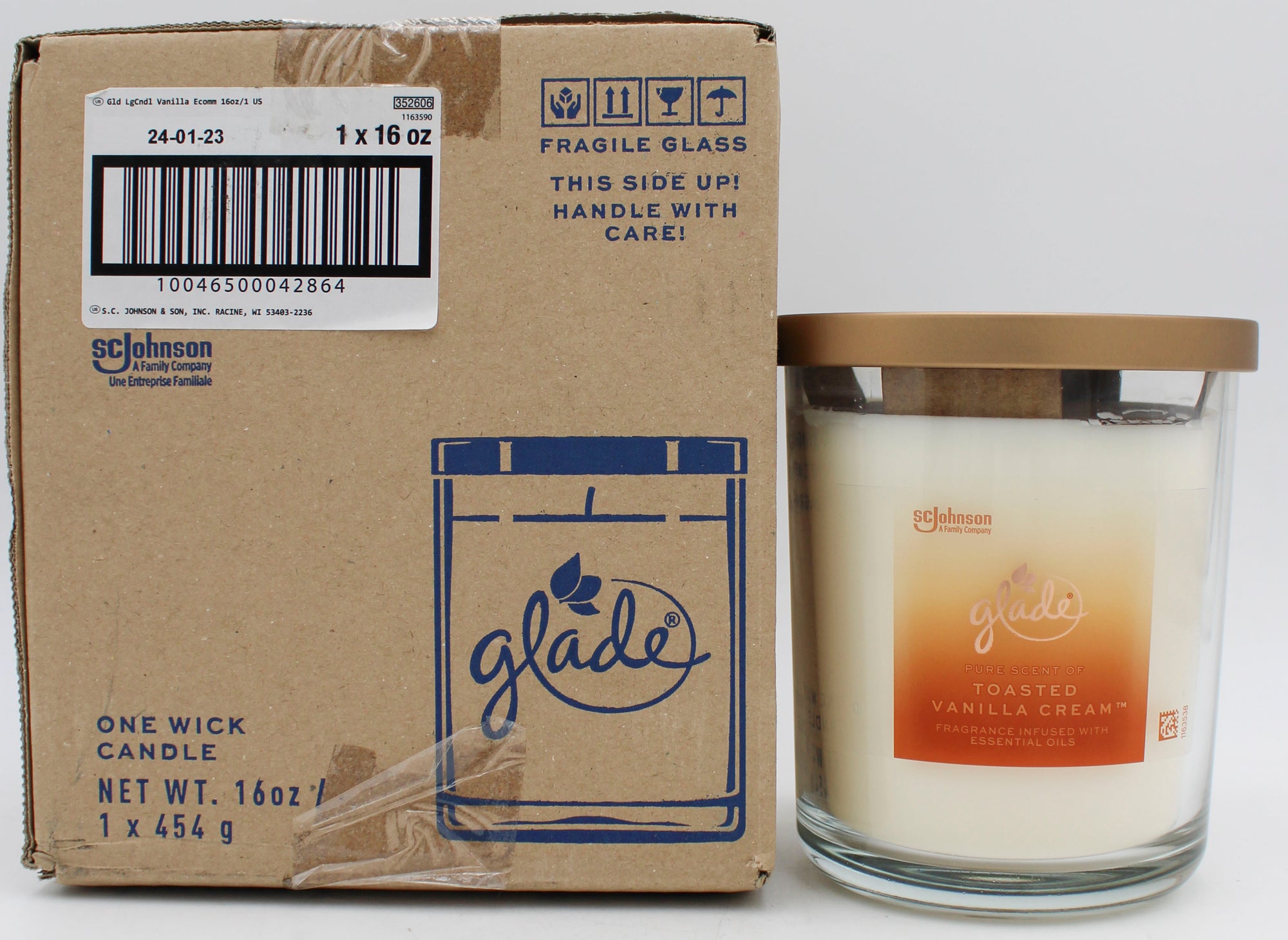 GLADE LARGE CANDLE TOASTED VANILLA CREAM 16oz US