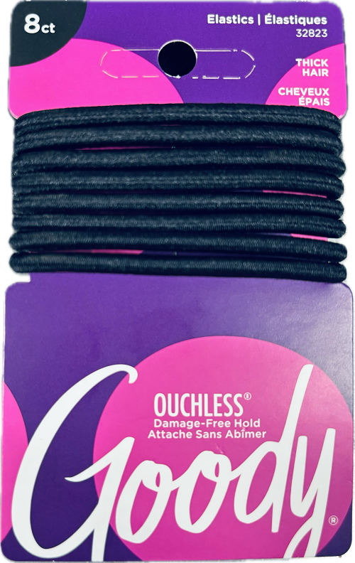 GOODY ELASTICS 8CT BLACK OUCHLESS THICK HAIR NI