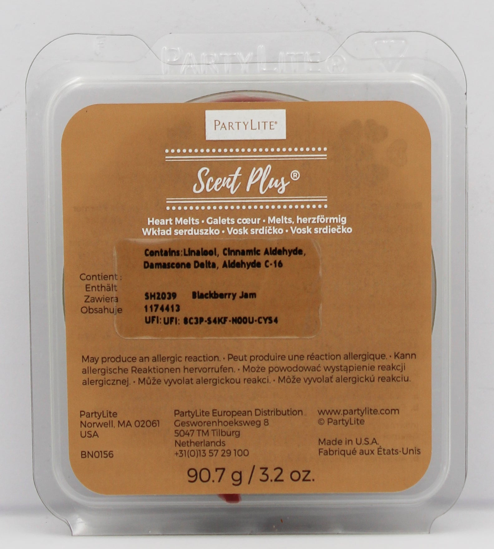 PARTYLITE BLACKBERRY JAM SCENT PLUS HEART MELTS 3.2oz