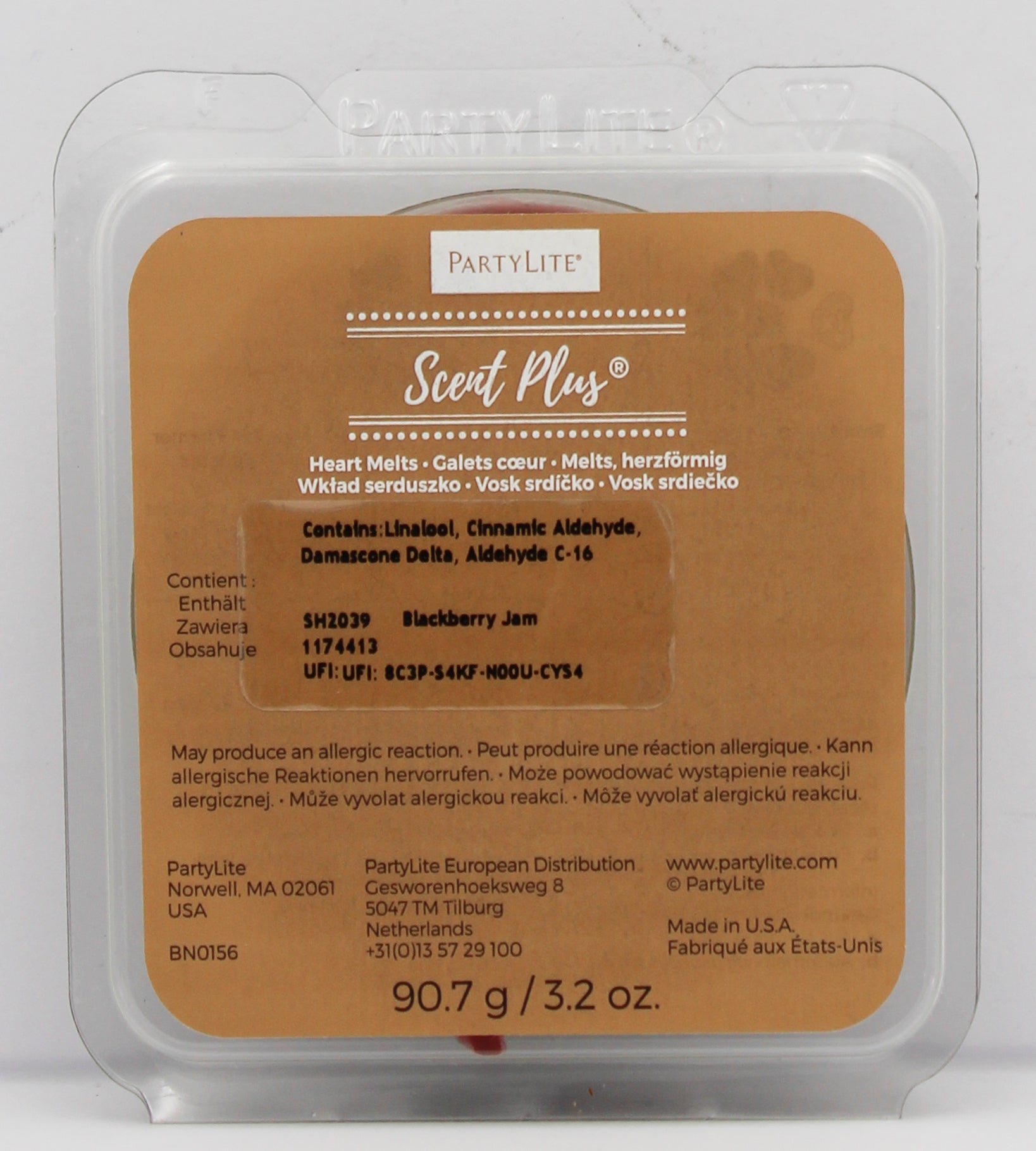 PARTYLITE BLACKBERRY JAM SCENT PLUS HEART MELTS 3.2oz