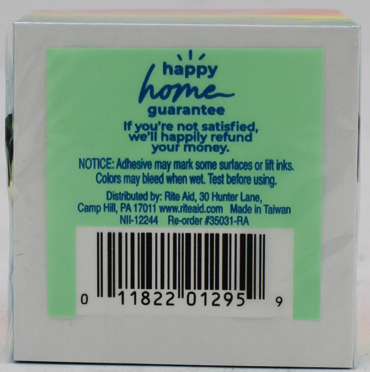 RITE AID NEON ASST STICKY NOTES 2X2/400 SHEETS