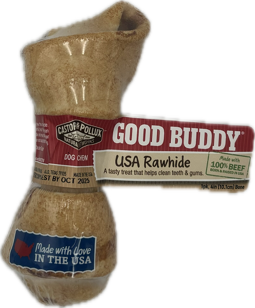 CASTOR&POLLUX  GOOD BUDDY RAWHIDE BONE 4" BEEF  US  BB 10/31/25