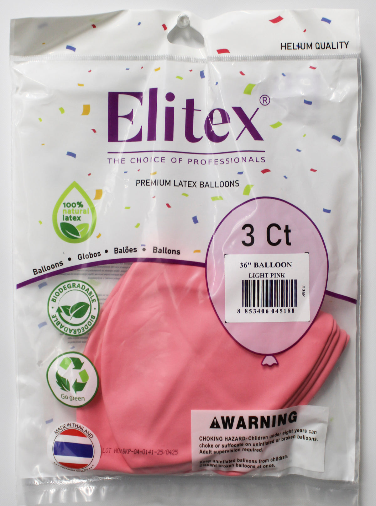 ELITEX 36" LIGHT PINK ROUND BALLOON, 3 PACK