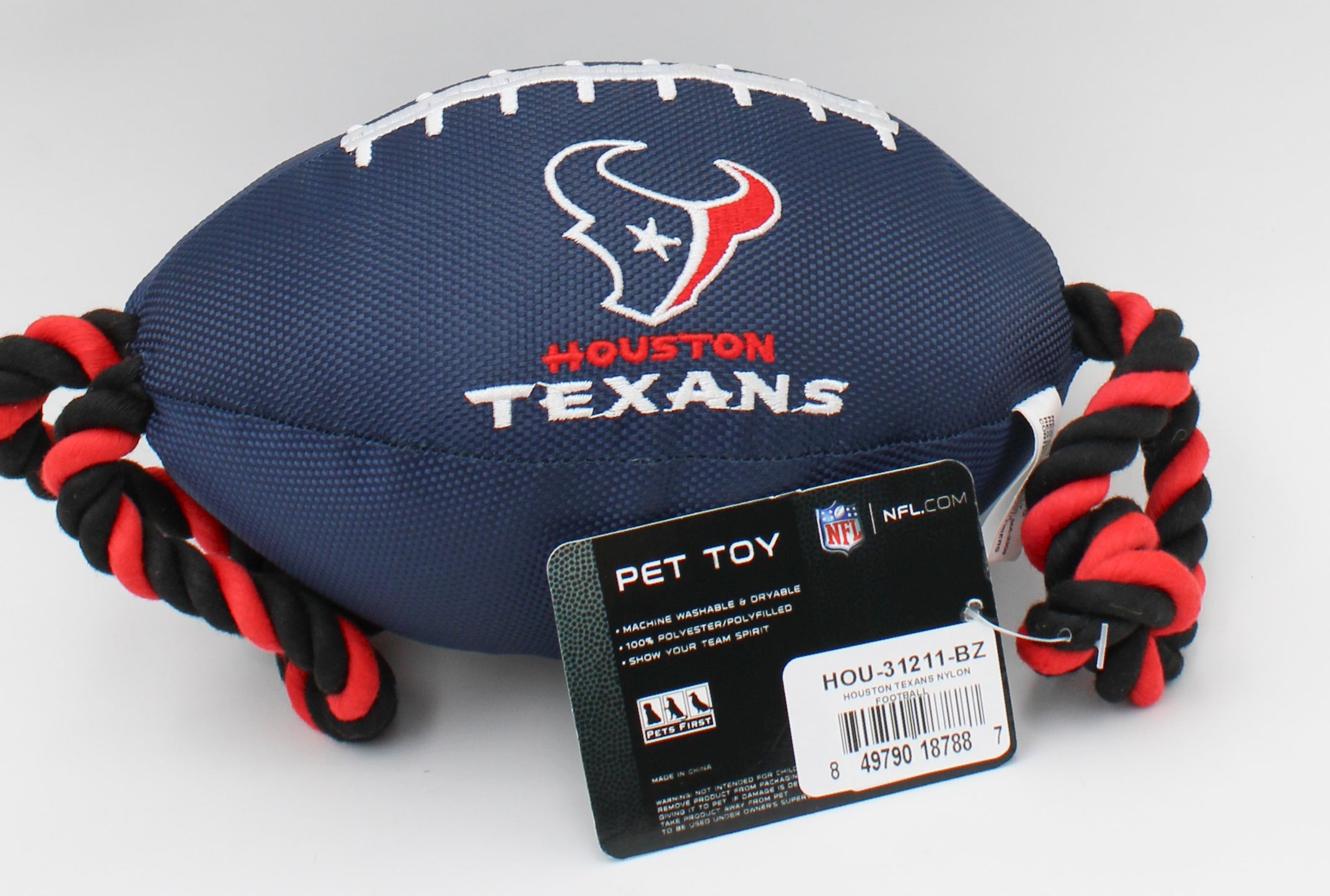 NFL HOUSTON TEXANS NYLON FOOTBALL DOG TOY NI