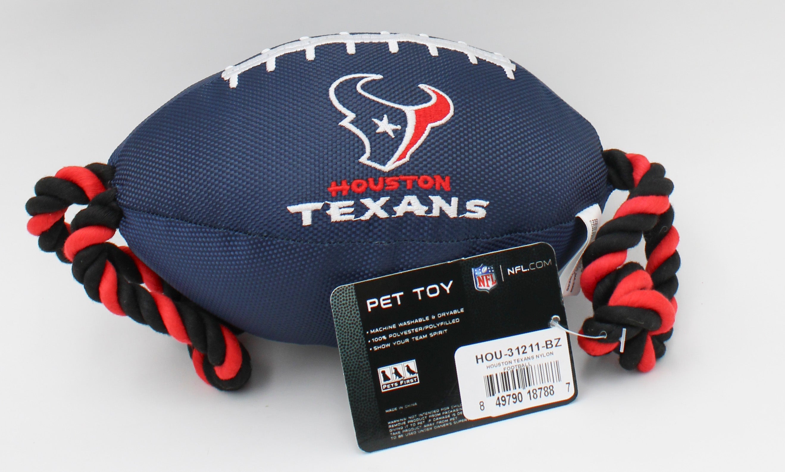 NFL Houston Texans Nylon Football Dog Toy | Bulk Pet Toy