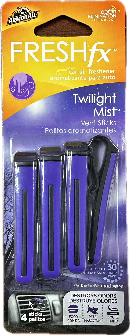 ARMOR ALL AIR FRESHENER VENT STICK 4CT  TWILIGHT MIST NI