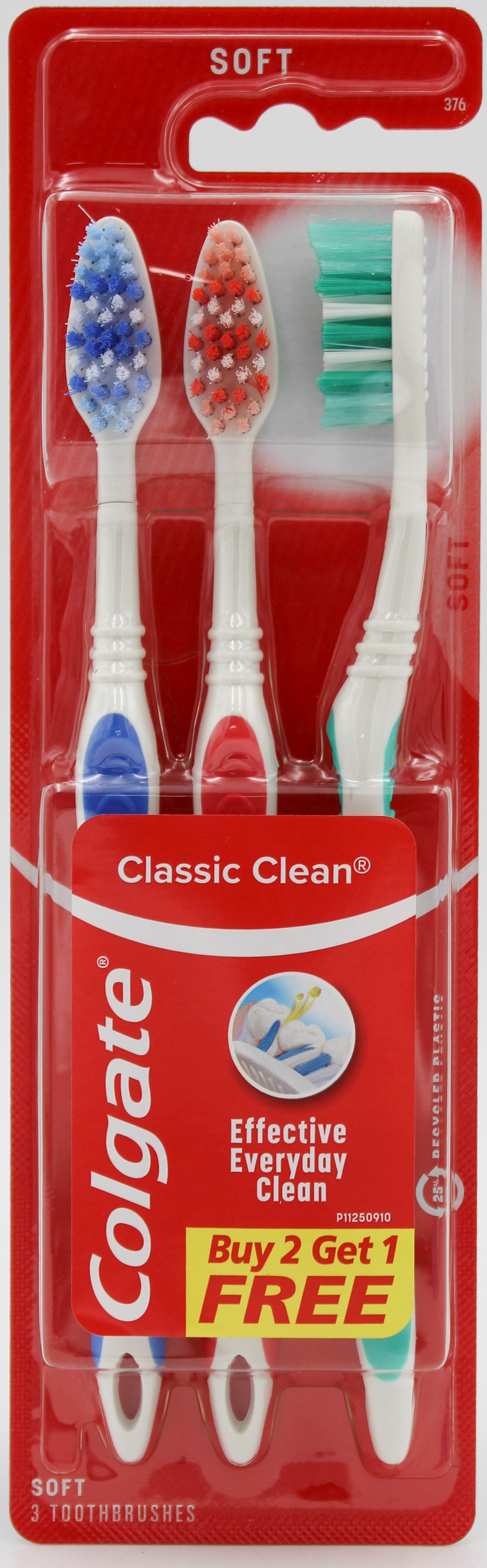 COLGATE CLASSIC CLEAN TOOTHBRUSH - SOFT 3ct NI