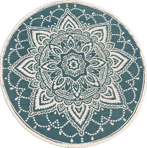 5FT ROUND MANDALA OUTDOOR RUG - STORM BLUE